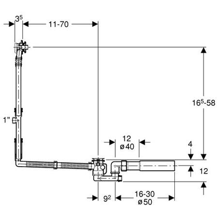 Слив-перелив Geberit 150.525.21.1 удлиненный