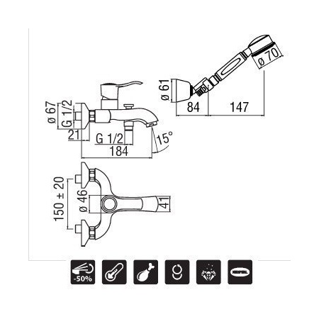 Смеситель Nobili Sofi SI98110CR для ванны с душем, хром