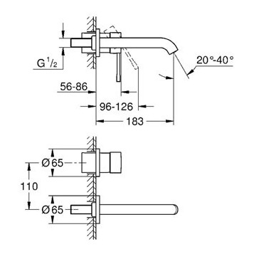 Смеситель Grohe Essence New 19408001 для раковины, настенный
