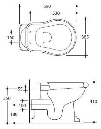 Унитаз приставной Kerasan Retro 101101 горизонтальный выпуск, фурнитура хром