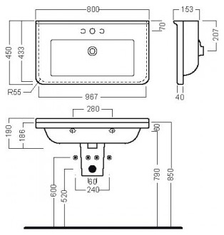 Раковина Hatria Erika Pro YXE901 80