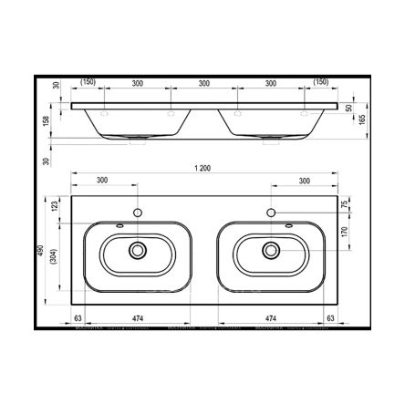 Раковина Jacob Delafon Terrace XB102K-00 120 см