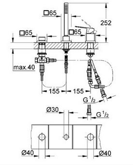 Смеситель Grohe Eurocube 19966000 для ванны