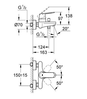 Смеситель Grohe Eurosmart Cosmopolitan 32831000 для ванны с душем