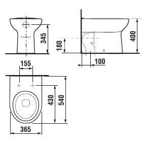 Унитаз приставной Jika Olymp 2363.5 горизонтальный выпуск