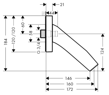 Излив Axor Starck Organic 12417000 для ванны, хром