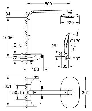 Душевая стойка Grohe Rainshower 26361000 с термостатом