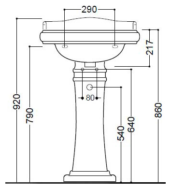 Раковина Kerasan Retro 104501*1 55  с 1 отверстием под смеситель, белый