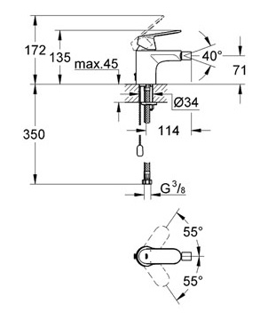 Смеситель Grohe Eurosmart Cosmopolitan 32840000 для биде
