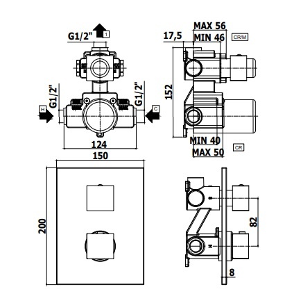 Смеситель Paffoni Level LEQ513CR термостатический для душа, хром