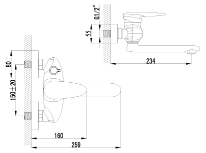 Смеситель Lemark Status LM4414C для ванны с душем