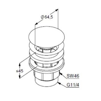 Донный клапан Kludi 10426N0-00 для раковины, золото брашированное