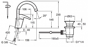 Смеситель Jacob Delafon Panache E72241-CP для раковины