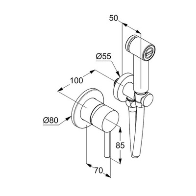 Гигиенический душ со смесителем Kludi Bozz 389983976 черный матовый