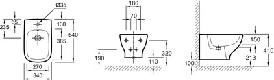 Биде подвесное Jacob Delafon Struktura EMC0002-00 54х34