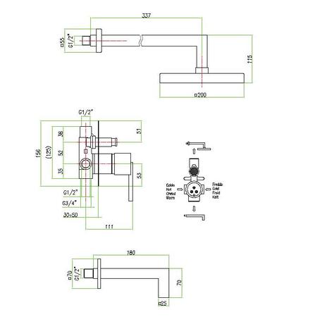 Смеситель Fiore XS 71CR7786 для ванны с душевым гарнитуром