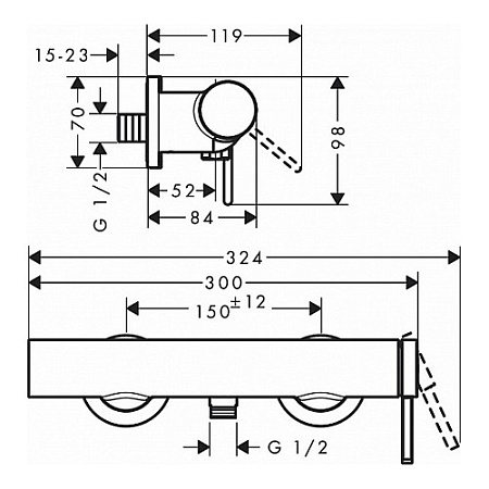 Смеситель Hansgrohe Finoris 76620670 для душа, черный матовый
