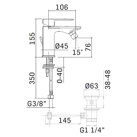 Смеситель Mamoli Sadler 56010000605K для биде, черный матовый