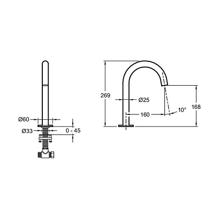 Излив Jacob Delafon Grands Boulevards E25387-2MB латунь
