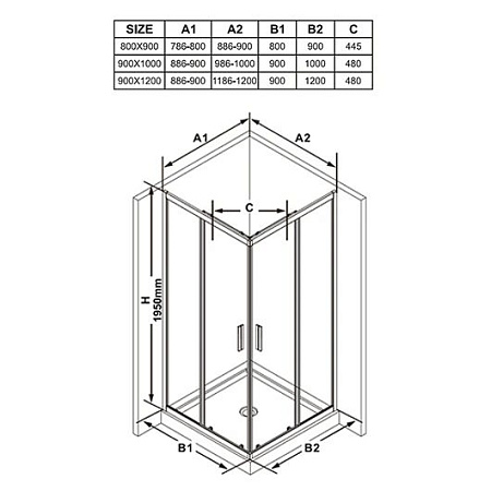 Душевой уголок Ravak Blix Slim BLSRV2K-90/BLSRV2K-100 X1XM70C00Z1+X1XMA0C00Z1 Transparent, хром