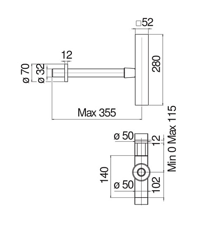 Сифон для раковины Nobili AV00102/3BM черный матовый