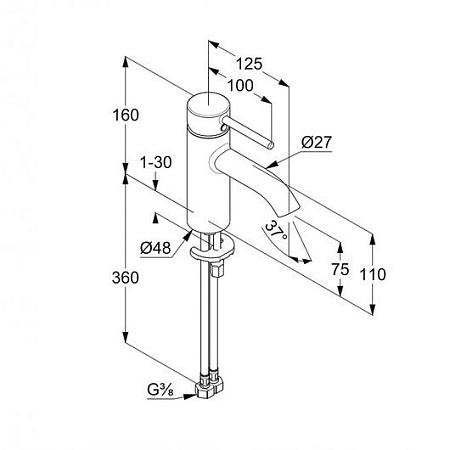 Смеситель Kludi Bozz 38272N076 для раковины, золото брашированное