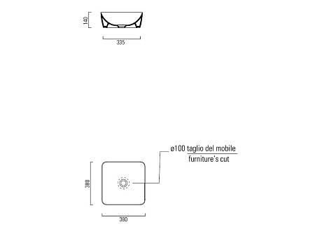 Раковина GSI Sand 903808 38х38 накладная, creta matte