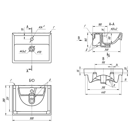Мебельная раковина Dreja Мини 50