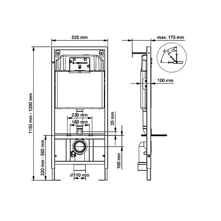 Система инсталляции для унитазов Kludi RAK80000 с кнопкой смыва, хром