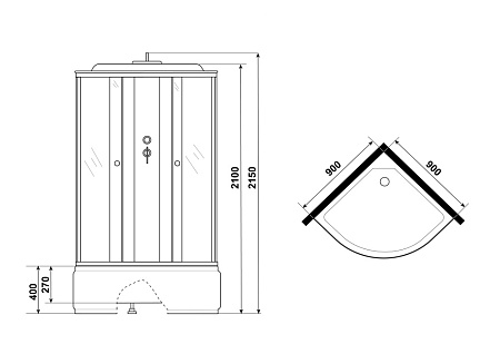 Душевая кабина Niagara Promo P90/40/MT 90x90x215 L/R стекло матовое/профиль белый