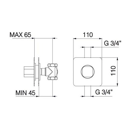 Термостат Palazzani Mis 92258910 для душа(внешняя часть), хром
