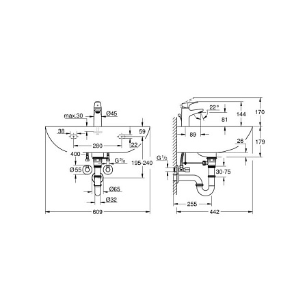 Раковина Grohe Bau Ceramic 39644000 60 см