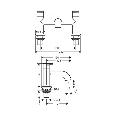 Смеситель Hansgrohe Vernis Blend 71442000 на борт ванны, хром