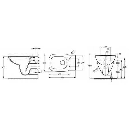 Комплект Roca Debba Round Pack 893104980 унитаз подвесной + инсталляция + сиденье