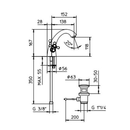 Смеситель Palazzani Retro 50310650 для раковины бронза