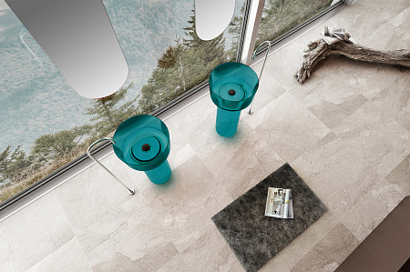 Раковина отдельностоящая прозрачная ABBER Kristall AT2702Aquamarin бирюзовый