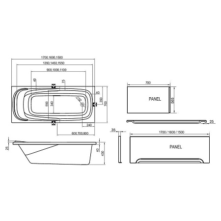 Ванна акриловая Ravak Vanda II CP11000000 160x70