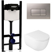 Комплект 4в1 инсталляции с WC и клавишей Valsir KIT VSCrM 7334 Slim P1 белый/хром матовый Комплект 4в1 инсталляции с WC и клавишей Valsir KIT VSCrM 7334 Slim P1 белый/хром матовый