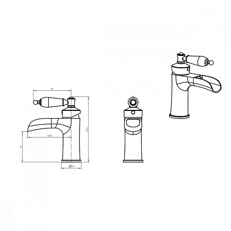 Смеситель Boheme Vogue 201 для раковины, бронза