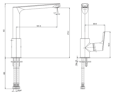 Смеситель E.C.A. Luna 102118043EX для кухонной мойки