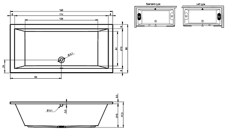 Ванна акриловая Riho Lusso B037001005 190x90