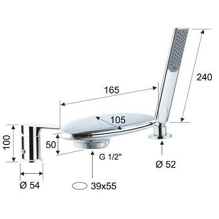 Смеситель Remer Infinity I07UF на борт ванны, хром