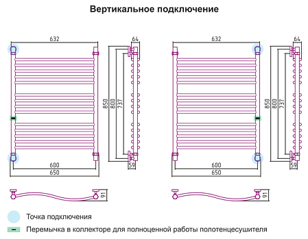 Полотенцесушитель водяной Сунержа Флюид 00-0123-8060 80х60 хром