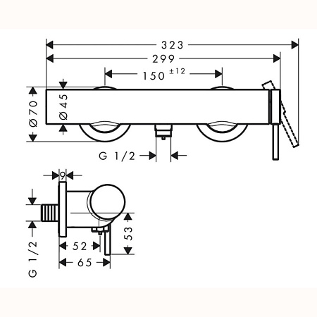 Смеситель Hansgrohe Tecturis S 73622000 для душа, хром
