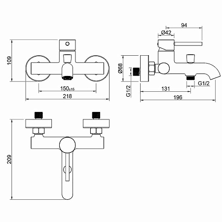 Смеситель Aquatek Европа AQ1340CR для ванны, хром