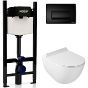 Комплект 4в1 инсталляции с WC и клавишей Valsir KIT VSBM 7317 Slim P1 белый/черный матовый Комплект 4в1 инсталляции с WC и клавишей Valsir KIT VSBM 7317 Slim P1 белый/черный матовый