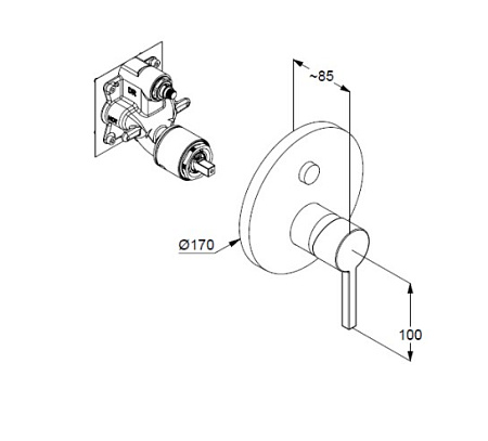 Смеситель Kludi Nova Fonte 206590515 для ванны и душа, хром