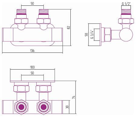 Вентиль Сунержа Без серии 03-1416-1234 для водяных, золото