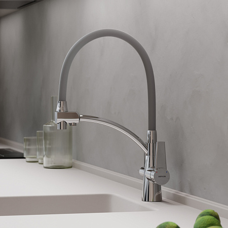 Смеситель для кухонной мойки Sancos Eri SC4001CH хром/серый