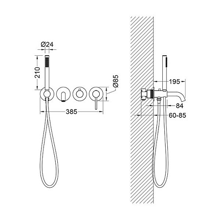 Смеситель Timo Saona 2314/03YSM для ванны с душем, черный